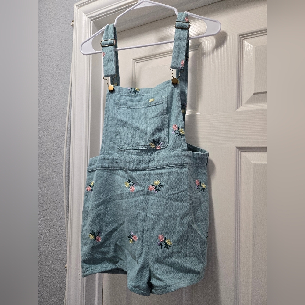 Cider Blue Floral Embroidered Romper